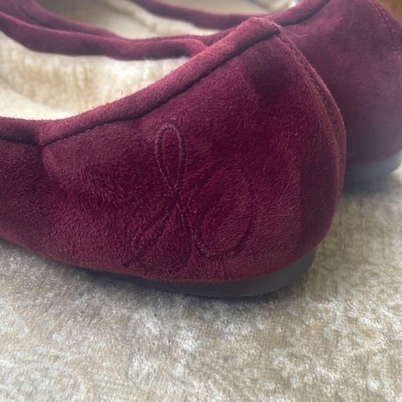 Brand New SAM EDELMAN Felicia Genuine Suede Bow Ballet Flats Burgundy Loafers - Picture 8 of 16